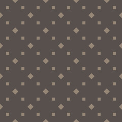 Simple vector minimalist seamless pattern. Subtle geometric background with small squares and diamonds. Delicate abstract minimal texture in brown color. Modern design for decor, wallpapers, textile
