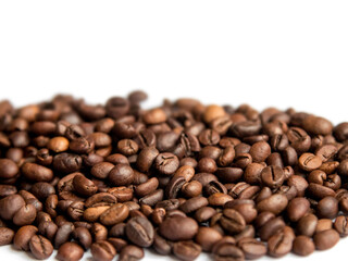 Coffee texture background. Coffee beans on a white background.