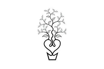 flower outline, natural floral branch elements, vector line illustration, continues line drawing, ornaments
