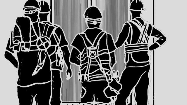 Workers in the elevator - 2d animation