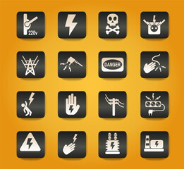 high voltage icon set
