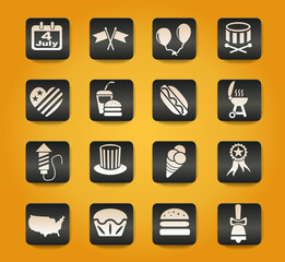 independence day icon set