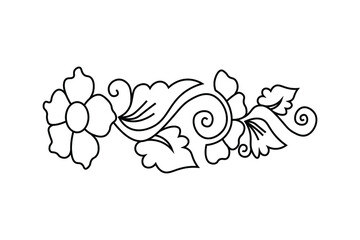 flower outline, natural floral branch elements, vector line illustration, continues line drawing, ornaments