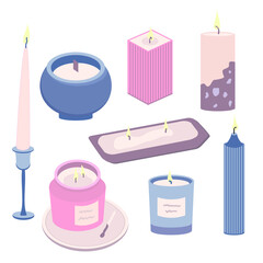 collection of candles in pastel colors