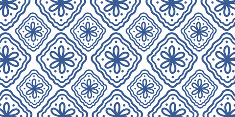 seamless pattern with blue flowers