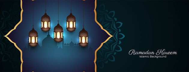 Ramadan Kareem islamic festival greeting banner with mosque © Tamarindarts