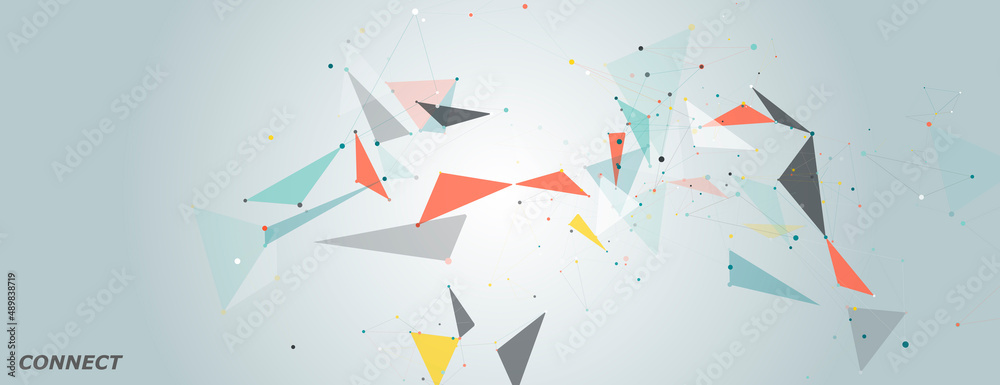 Poster Abstract connection technology. Vector connect polygonal design. Social data community. Digital information concept