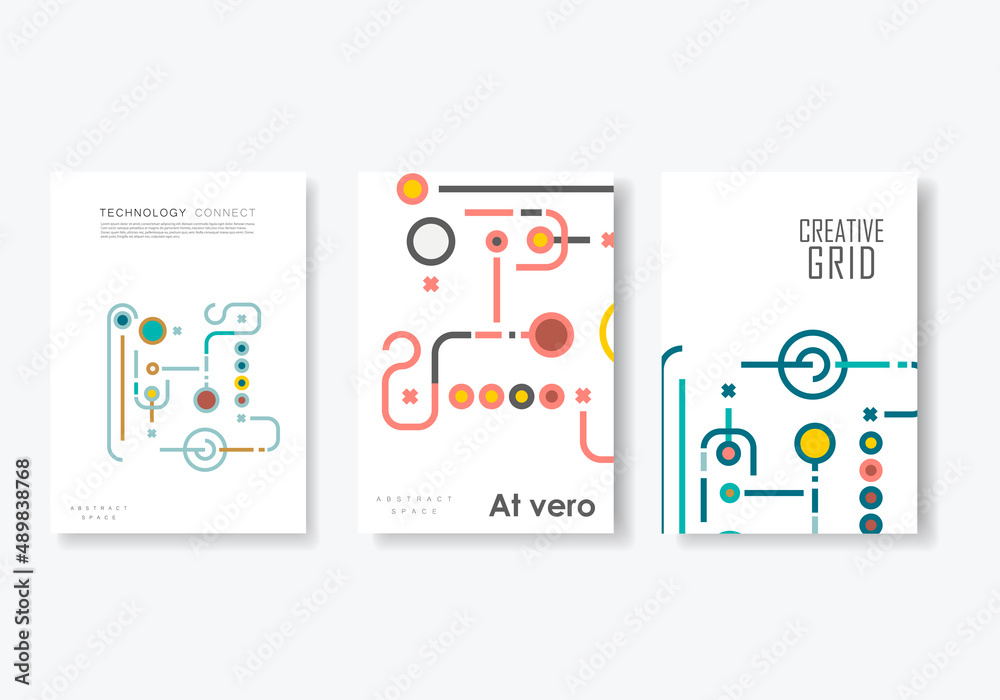 Poster Abstract color shapes background. Simple symbol geometry design. Vector texture connect. Element geometric texture on white templates