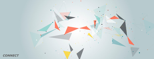 Abstract connection technology. Vector connect polygonal design. Social data community. Digital information concept