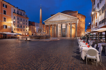 Rome, Italy at the Pantheon at Night