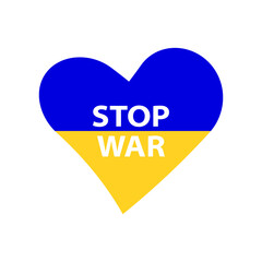 Stop war in Ukraine. Heart icon. International protest, Stop the war against Ukraine. Vector illustration.