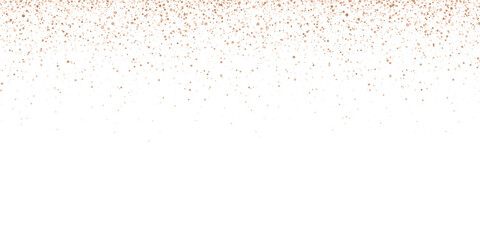 Wide bronze glitter confetti on white background. Vector