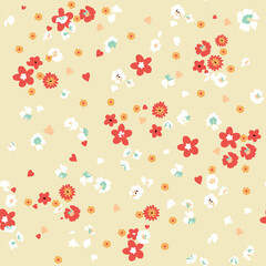 Retro style ditsy flower seamless pattern