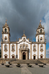 Obraz premium View at the front facade at the Church of Mercy, Igreja da Misericordia, baroque style monument, architectural icon of the city of Viseu, in Portugal.