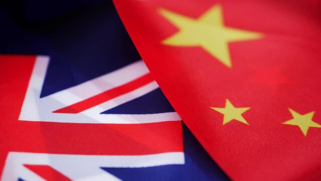 Chinese and British Union Jack flag background 