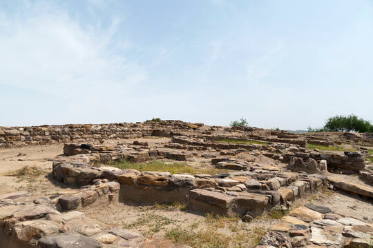 Ruins of an ancient city of the Harappan civilization  at Dholavira, Gujarat, India