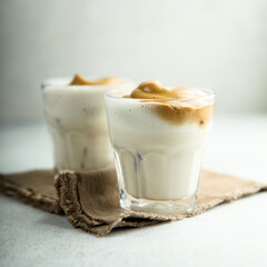 Homemade iced coffee drink for two