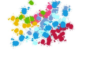 Paint splashes abstract colorful background. Multicolored rainbow. Watercolor splashes.   Isolated on white background. Rainbow paint splashes for Your design