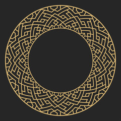 Circular decorative gold frame.