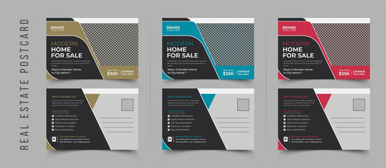 Creative and Corporate  real estate postcard template design, real estate postcard layout design, corporate real estate banners, poster and leaflets design
