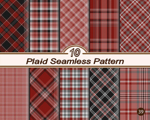 Set vector check plaid colored pattern.