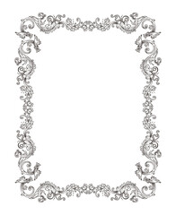 Vector square decorative frame in Baroque Victorian vintage retro style
