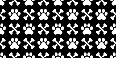 dog paw seamless pattern crossbones cat footprint french bulldog vector puppy kitten pet halloween cartoon doodle isolated repeat wallpaper tile background illustration design clip art