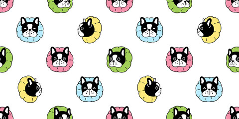dog seamless pattern french bulldog collar vector puppy pet breed cartoon repeat wallpaper tile background doodle design illustration isolated