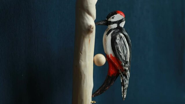 woodpecker, hammering, wooden, toy, close-up, stop