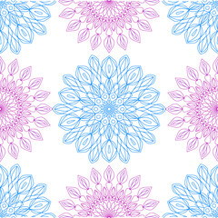 Fototapeta na wymiar Seamless pattern mandala in pastel color. Delicate and colorful pattern. vector pattern
