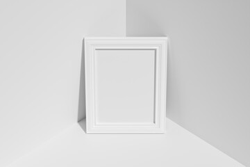 Rectangular photo frame on floor in corner top view