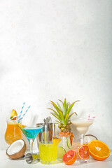 Colorful summer cocktails set