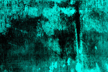 Dark cyan color abstract grunge textured old abandoned concrete wall surface for background