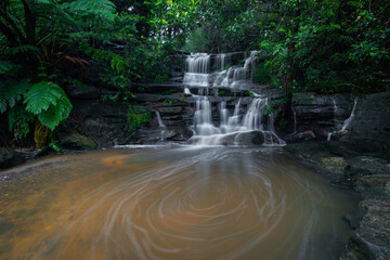 Bronte gully waterfall after heavy rainfall, Sydney, Australia.
