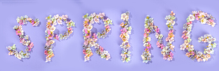 Spring lettering made from flowers