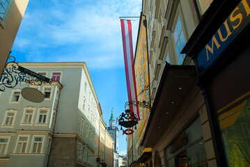 The Getriedegasse is the main shopping street of Salzburg in Austria. In a house at No. 9 on this...