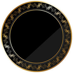 高級感のあるオーナメントの円形フレーム　ブラック＆ゴールド