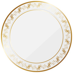 高級感のあるオーナメントの円形フレーム　ホワイト＆ゴールド