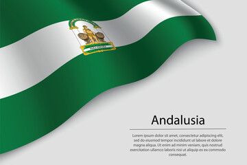 Wave flag of Andalusia is a region of Spain. Banner or ribbon - obrazy, fototapety, plakaty