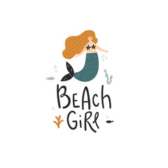 vector design of a beach girl mermaid