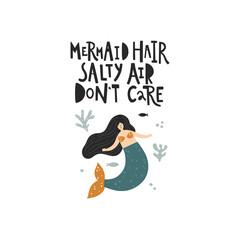 vector design of a mermaid lettering and image