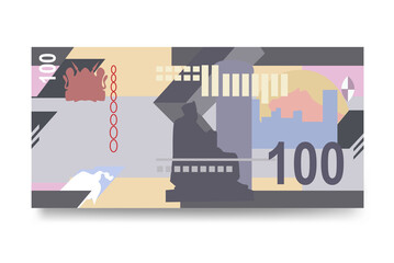 Kenyan Shilling Vector Illustration. Kenya money set bundle banknotes. Paper money 100 KES. Flat style. Isolated on white background. Simple minimal design.