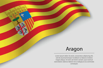 Wave flag of Aragon is a region of Spain. Banner or ribbon - obrazy, fototapety, plakaty