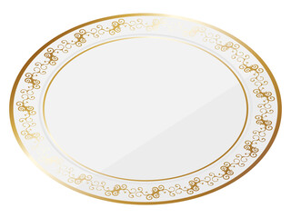 高級感のあるオーナメントの楕円形フレーム　ホワイト＆ゴールド