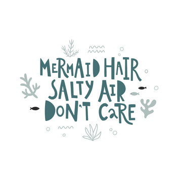 vector hand lettering text and underwater seaweed