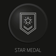 Star medal minimal vector line icon on 3D button isolated on black background. Premium Vector.