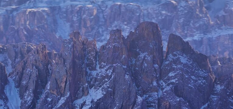 Aerial shot of Mountains in Dolomites - Italy