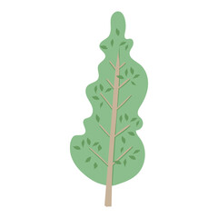 Hand drawn illustration of a green isolated tree. Element for decoration