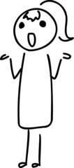 【黒線】手抜き手書き女性人物イラスト【さぁ？】