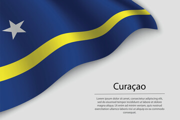 Wave flag of Curaçao is a province of Netherlands. Banner or ribbon